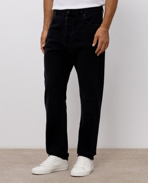 Balmain Black pants with logo patch HH1MI115DG13