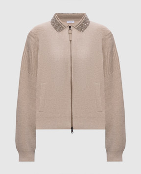 Brunello Cucinelli Beige cardigan made of wool, cashmere and silk M16232406