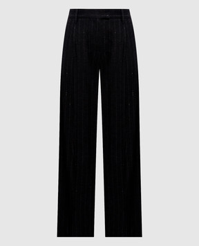 Brunello Cucinelli Dark gray striped wool pants MG576P8884