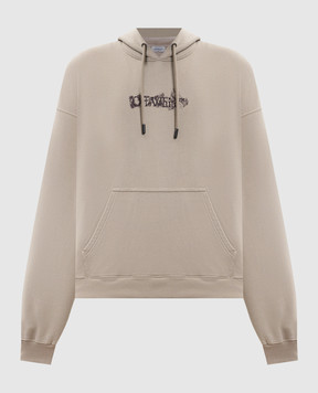 Off-White Beige hoodie with Heraldic Arrow emblem 44MBB085S26F00I