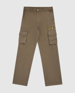 Off-White Children's khaki jeans with logo patch 44BCF008S26F001