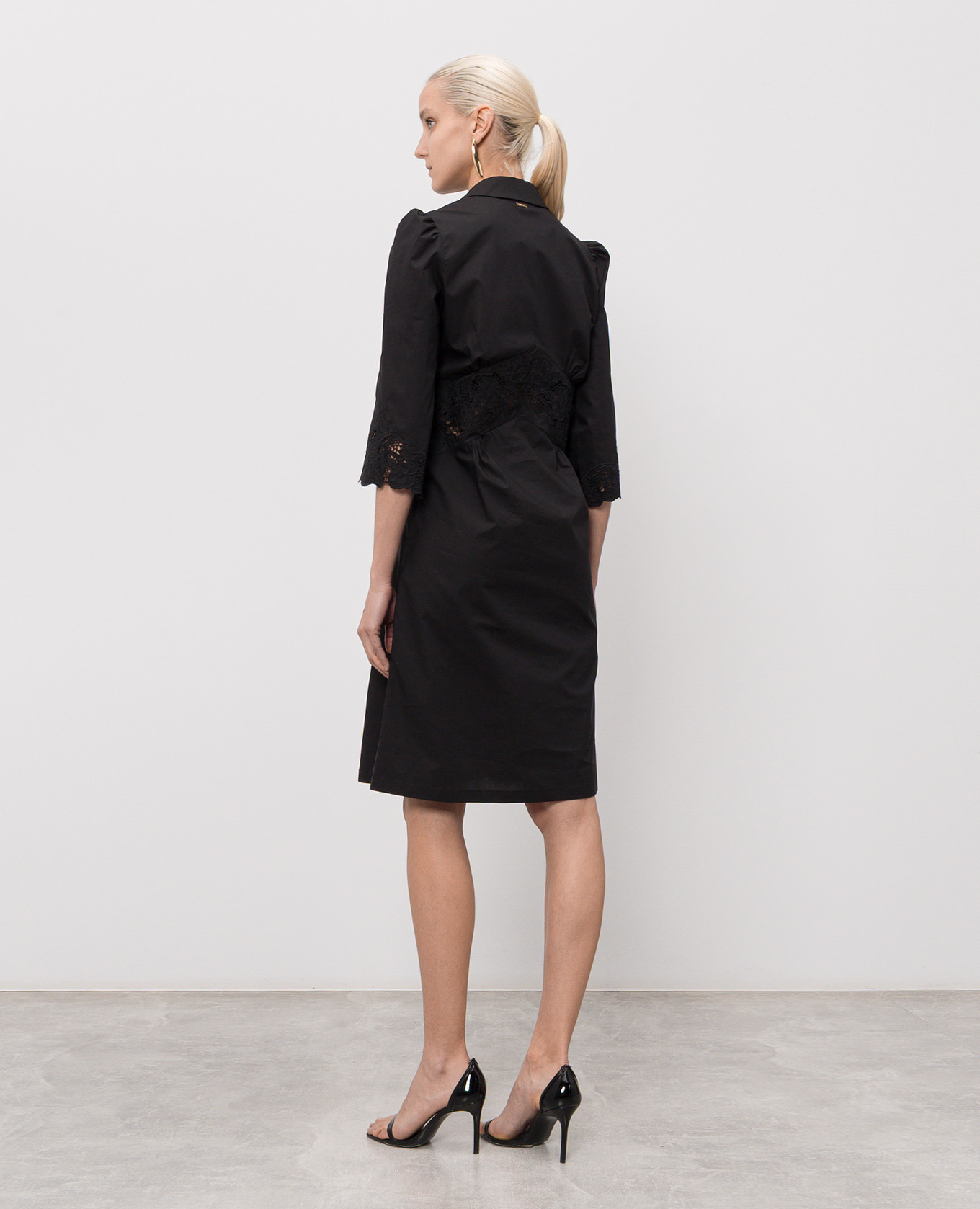Black shirt dress with broderie embroidery Twinset 3