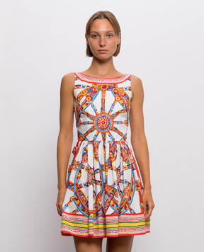 Dolce&Gabbana White printed dress with an open back F615WTGDDTE
