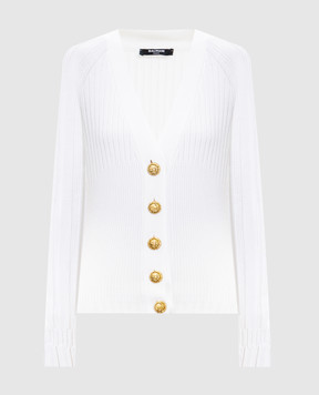 Balmain White cardigan with branded accessories GF1KL166KJ45