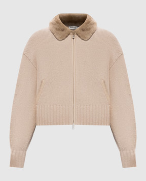 Simkhai Beige Zorina cardigan made of wool and cashmere with fur 5266050K