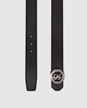 Stefano Ricci Black leather belt with monogram logo N382VDC366U
