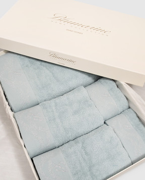 Blumarine Home Set of blue Crystelle terry towels with embroidery 5 pcs H0000230044