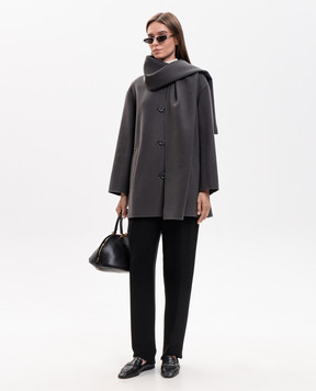 Max Mara ALICIA gray wool coat with scarf SMMALICIA