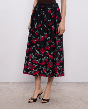 Twinset Black printed midi skirt 261TT2594