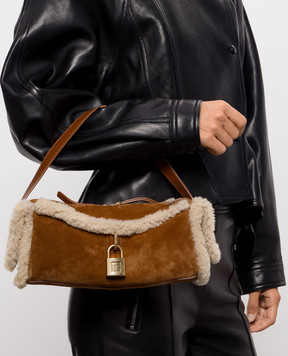 Balmain Brown suede bag with fur HN1HG066LMOS