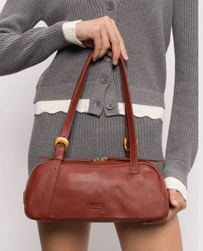 Twinset Burgundy leather bag with embossed logo 262TB7193