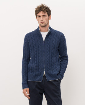 Castangia dal 1850 Blue patterned wool and cashmere cardigan SAS13
