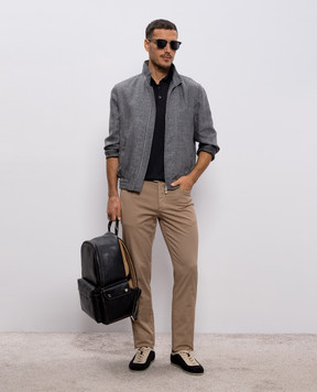 Brunello Cucinelli Gray polo with silk MNB805405