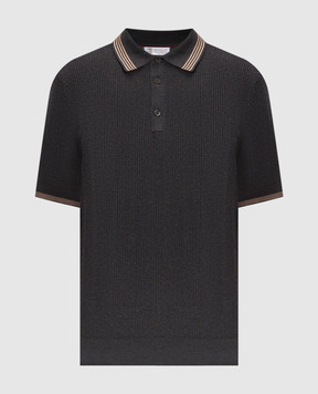 Brunello Cucinelli Gray polo with contrasting stripes M29204205P