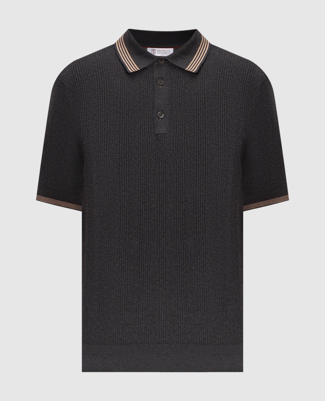 Gray polo with contrasting stripes