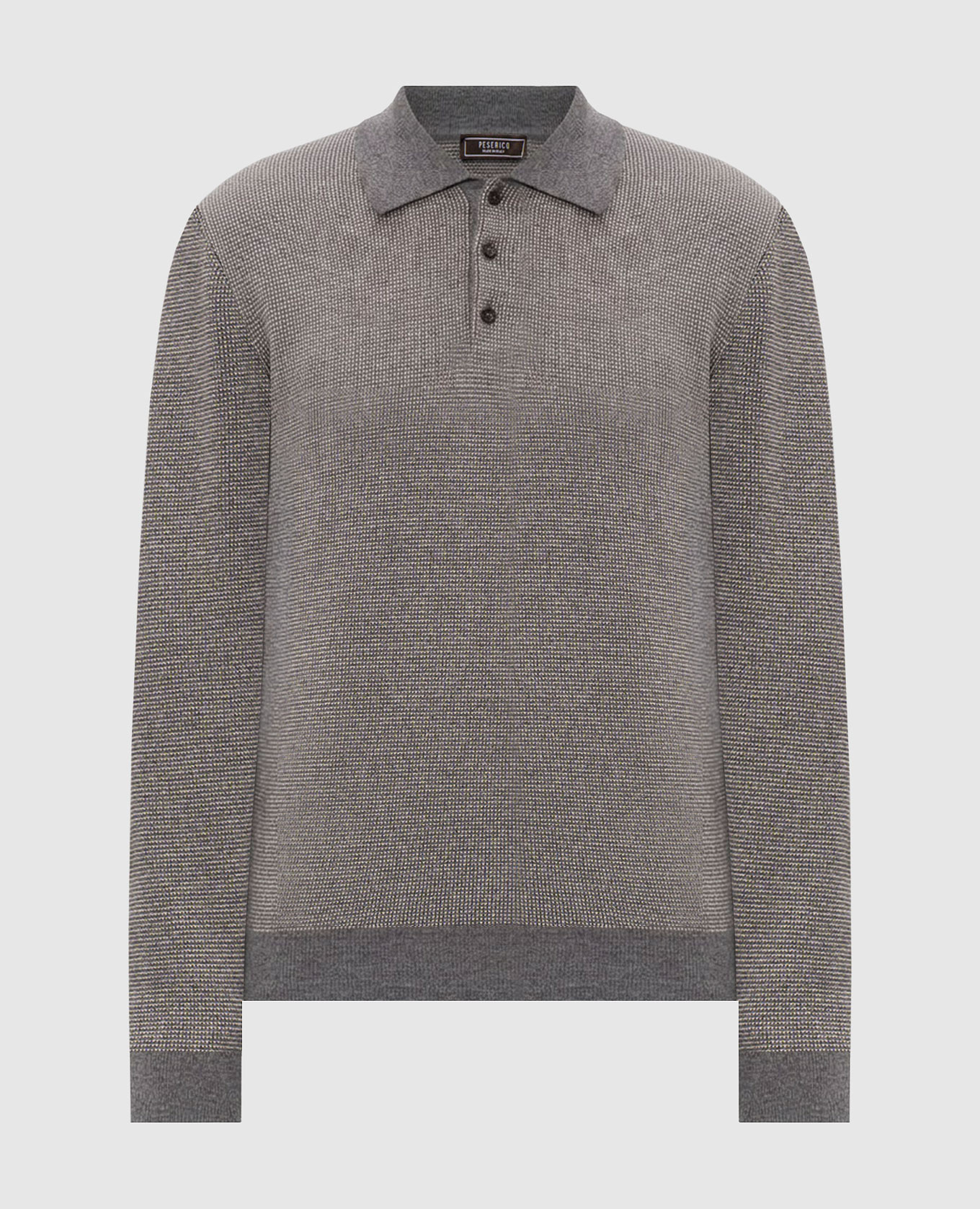 Gray wool and cashmere polo shirt