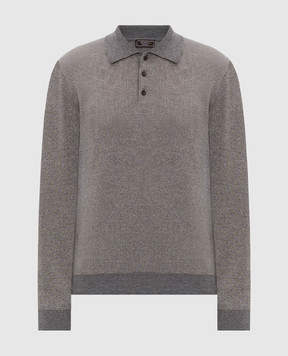 Peserico Gray wool and cashmere polo shirt R59553F12947G0