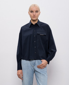Brunello Cucinelli Blue shirt with a monil chain M0091MY506