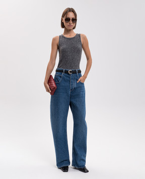 Allude Gray cashmere and silk top 26577112