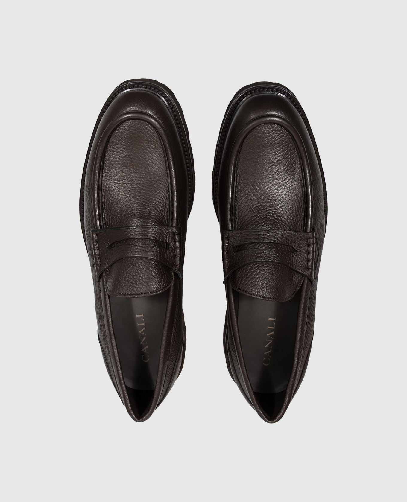 Brown leather loafers Canali 4