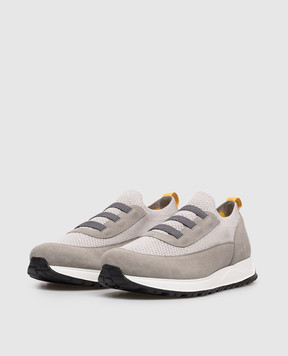 Doucal's Grey combination sneakers with logo DU3318SYDNPZ846
