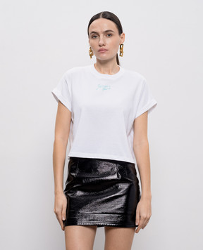 Balmain White cropped T-shirt with logo GF1EE005BD40