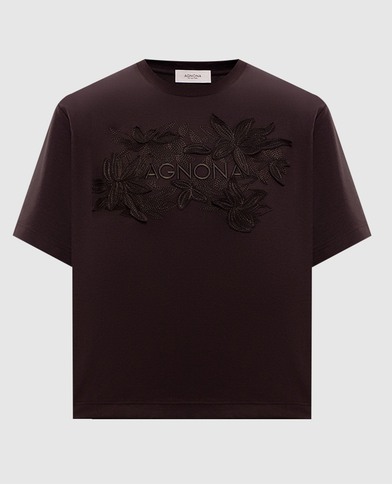 Brown T-shirt with embroidered logo