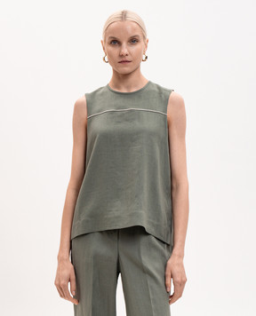 Peserico Green linen top S0819602647