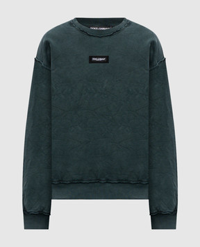Dolce&Gabbana Green sweatshirt with logo patch G9CAKTG7P1R