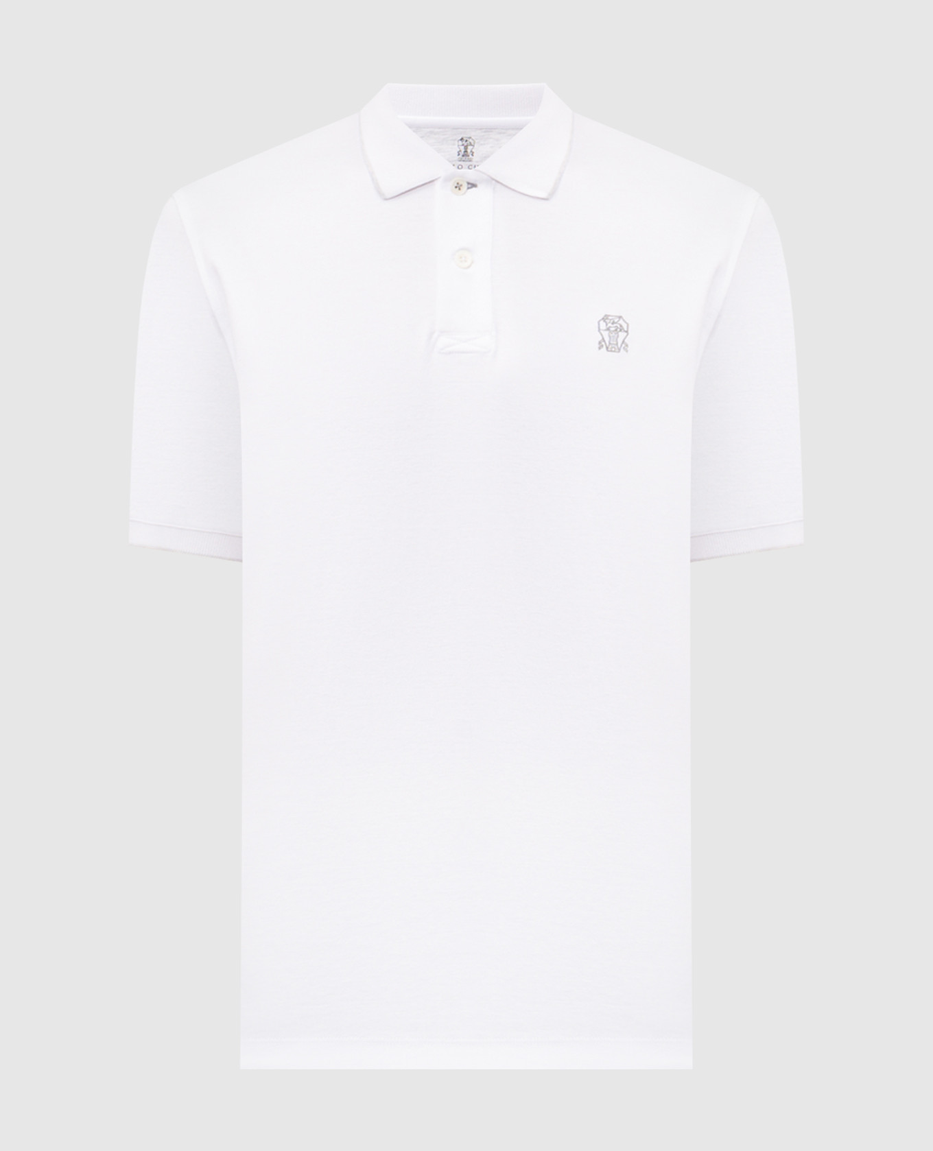 White polo shirt with embroidered emblem