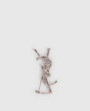 Saint Laurent Silver brooch CASSANDRE with crocodile embossed pattern 470371Y1500m