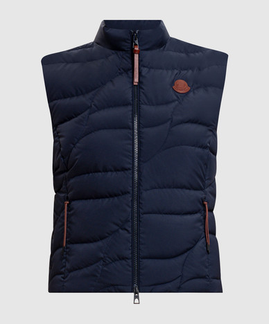 Blauw donsvest met patch