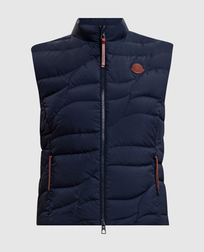 Moncler Blue down vest with patch L10931A00085597YW