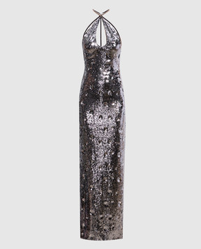 Nissa Silver dress with sequins and crystals RRS16288