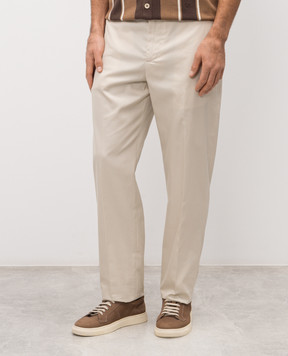 ISAIA Beige pants with embroidered emblem PNN046P9100
