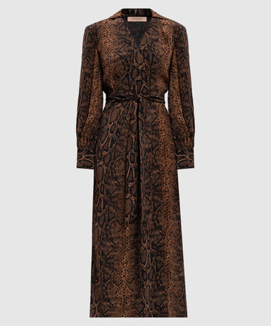 Brown dress with reptile print