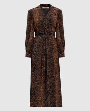 Twinset Brown dress with reptile print 262TT2600