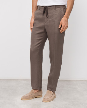 Peserico Brown linen pants R54295D02606