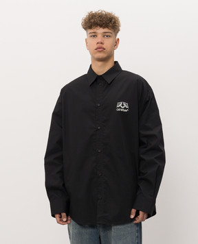 Off-White Black shirt with logo and emblem print 44MGE055F26F005