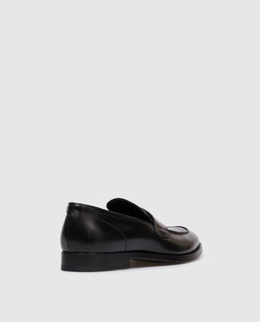 Pantanetti Black leather glossy loafers 18602B