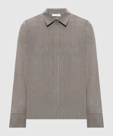 Brown striped silk shirt