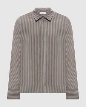 Peserico Brown striped silk shirt S0649202678