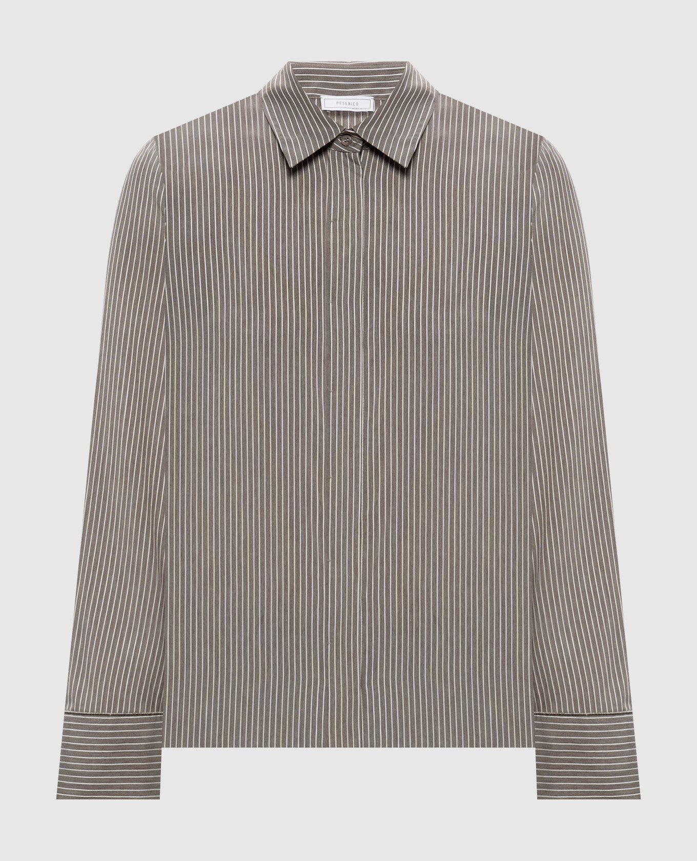 Brown striped silk shirt Peserico