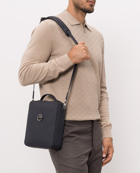 Stefano Ricci Blue leather bag with textured emblem ND218GTUMR