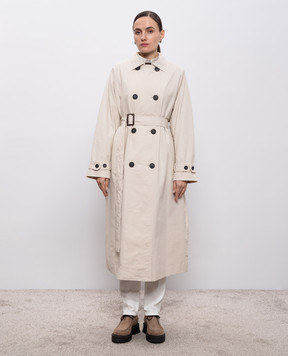 Peserico Beige trench coat with monil chain S21415A3617A