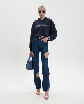Off-White Blue polo sweatshirt with logo OWBA07BF25FLE002