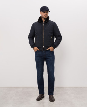 MooRER BELLATI blue down jacket with fur BELLATISTP