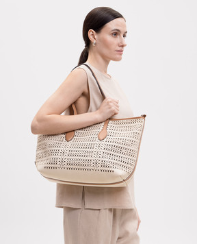 Gianni Chiarini Beige perforated tote bag BS11507COMMCNVLS