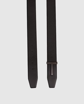 Tom Ford Black leather belt with matte buckle TB178LCL236L