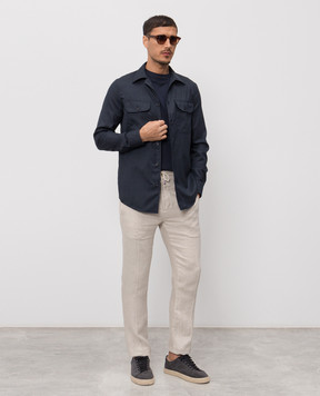 Doriani Cashmere Blue wool and silk shirt DOSLIDR42T196